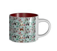 Tasses à café, petit-déjeuner, lait d'avoine, thé, grande tasse en céramique, berger australien, Noël, mignons chiens australiens,Rouge,Taille unique