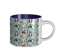 Tasses à café, petit-déjeuner, lait d'avoine, thé, grande tasse en céramique, berger australien, Noël, mignons chiens australiens,Bleu marine,Taille unique