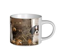 Tasses à café, petit-déjeuner, lait d'avoine, thé, grande tasse en céramique, chiots Cavalier King Charles Spaniel,Blanc,Taille unique
