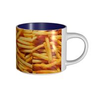 Tasses à café, petit-déjeuner, lait d'avoine, thé, grande tasse en céramique, frites, hamburger, restauration rapide,Bleu marine,Taille unique