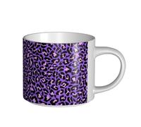 Tasses à café, petit-déjeuner, lait d'avoine, thé, grande tasse en céramique, imprimé léopard violet et rose fluo,Blanc,Taille unique