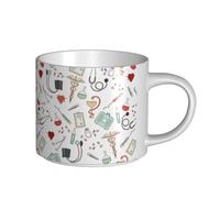 Tasses à café, petit-déjeuner, lait d'avoine, thé, grande tasse en céramique, infirmière, médecin, médecine,Blanc,Taille unique