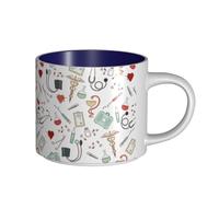 Tasses à café, petit-déjeuner, lait d'avoine, thé, grande tasse en céramique, infirmière, médecin, médecine,Bleu marine,Taille unique