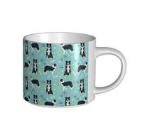 Tasses à café, petit-déjeuner, lait d'avoine, thé, grande tasse en céramique, jouets Border Collie, balles de tennis bleu clair,Blanc,Taille unique