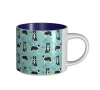 Tasses à café, petit-déjeuner, lait d'avoine, thé, grande tasse en céramique, jouets Border Collie, balles de tennis bleu clair,Bleu marine,Taille unique