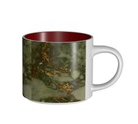 Tasses à café, petit-déjeuner, lait d'avoine, thé, grande tasse en céramique, luxe, marbre vert et or, fêtes,Rouge,Taille unique