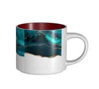 Tasses à café, petit-déjeuner, lait d'avoine, thé, grande tasse en céramique, moderne et élégante, bleu sarcelle, or, agate sur blanc,Rouge,Taille unique