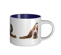 Tasses à café, petit-déjeuner, lait d'avoine, thé, grande tasse en céramique, motif Basset Hound isolé,Bleu marine,Taille unique