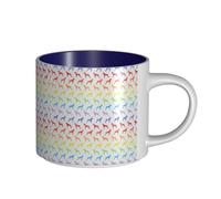 Tasses à café, petit-déjeuner, lait d'avoine, thé, grande tasse en céramique, motif chiens boxeurs arc-en-ciel (coupé),Bleu marine,Taille unique