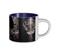 Tasses à café, petit-déjeuner, lait d'avoine, thé, grande tasse en céramique, motif serpent python,Bleu marine,Taille unique