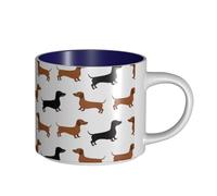 Tasses à café, petit-déjeuner, lait d'avoine, thé, grande tasse en céramique, motif teckel, saucisse, chien,Bleu marine,Taille unique