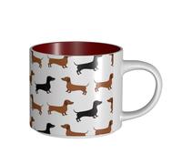 Tasses à café, petit-déjeuner, lait d'avoine, thé, grande tasse en céramique, motif teckel, saucisse, chien,Rouge,Taille unique