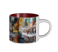 Tasses à café, petit-déjeuner, lait d'avoine, thé, grande tasse en céramique, motifs amérindiens et chevaux,Rouge,Taille unique