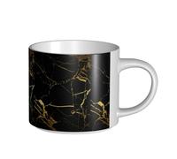 Tasses à café, petit-déjeuner, lait d'avoine, thé, grande tasse en céramique, noir et or,Blanc,Taille unique