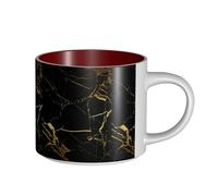 Tasses à café, petit-déjeuner, lait d'avoine, thé, grande tasse en céramique, noir et or,Rouge,Taille unique