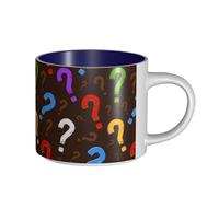 Tasses à café, petit-déjeuner, lait d'avoine, thé, grande tasse en céramique, point d'interrogation coloré,Bleu marine,Taille unique
