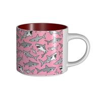 Tasses à café, petit-déjeuner, lait d'avoine, thé, grande tasse en céramique, requins, nautique, océan, mer, vie marine, poisson,Rouge,Taille unique