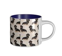 Tasses à café, petit-déjeuner, lait d'avoine, thé, grande tasse en céramique, saucisse, chien,Bleu marine,Taille unique
