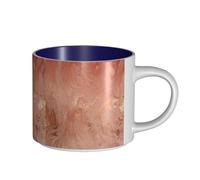 Tasses à café, petit-déjeuner, lait d'avoine, thé, grande tasse en céramique, texture cuivre or rose métallique,Bleu marine,Taille unique