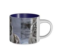 Tasses à café, petit-déjeuner, lait d'avoine, thé, grande tasse en céramique, tigre blanc,Bleu marine,Taille unique