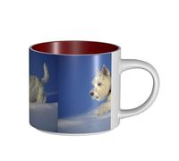 Tasses à café, petit-déjeuner, lait d'avoine, thé, grande tasse en céramique, Westie, hiver, West Highland, White Terrier,Rouge,Taille unique