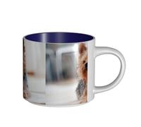 Tasses à café, petit-déjeuner, lait d'avoine, thé, grande tasse en céramique, Yorkshire Terrier, chiens mignons, chiots,Bleu marine,Taille unique