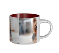Tasses à café, petit-déjeuner, lait d'avoine, thé, grande tasse en céramique, Yorkshire Terrier, chiens mignons, chiots,Rouge,Taille unique