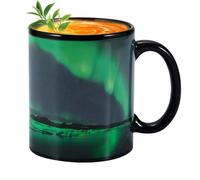 Tasses à café qui changent de couleur - Tasse à révélation de changement de chaleur en céramique | Tasse magique design nord des lumières, sensible à la chaleur du thé au café, tasse de couleur D