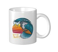 Tasses À Café Requins, Allons Surfer Mug Céramique Imprimé Drôle Tasses À Thé, Pour Anniversaire, Homme, Domicile, 330ml