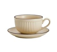 Tasses à Café Tasse à café en céramique de style vintage de 260 ml, tasse à thé de l'après-midi avec soucoupe, tasse à eau for le bureau ou la maison(Beige)