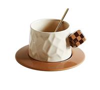 Tasses à café Tasse à café et Soucoupe créative de Forme irrégulière, Ensemble de thé de l'après-midi à la Maison, Tasse délicate avec cuillère, Tasse à café (Couleur : Orange)