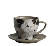 Tasses à café Tasse à café Faite à la Main avec Ensemble de soucoupes Pull Flower Latte Rétro Tasse de thé de l'après-midi Tasse de Bureau Tasse d'eau Tasse à café (Couleur : Laiton)