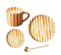 Tasses à Café Tasse à café vintage 200 ml avec soucoupe en céramique créative for le petit-déjeuner et le thé de l'après-midi(Brown)