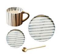 Tasses à Café Tasse à café vintage 200 ml avec soucoupe en céramique créative for le petit-déjeuner et le thé de l'après-midi(Blue)