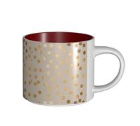 Tasses à café, tasse à lait d'avoine, tasse à thé, grande tasse en céramique, beige et pois pailletés dorés,Rouge,Taille unique