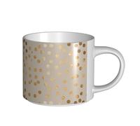 Tasses à café, tasse à lait d'avoine, tasse à thé, grande tasse en céramique, beige et pois pailletés dorés,Blanc,Taille unique