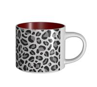 Tasses à café, tasse à lait d'avoine, tasse à thé, grande tasse en céramique, imprimé léopard des neiges,Rouge,Taille unique