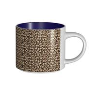 Tasses à café, tasse à lait d'avoine, tasse à thé, grande tasse en céramique, imprimé léopard, noir, marron, rouille et beige,Bleu marine,Taille unique