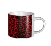 Tasses à café, tasse à lait d'avoine, tasse à thé, grande tasse en céramique, imprimé léopard rouge,Blanc,Taille unique