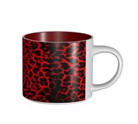 Tasses à café, tasse à lait d'avoine, tasse à thé, grande tasse en céramique, imprimé léopard rouge,Rouge,Taille unique