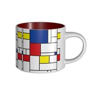 Tasses à café, tasse à lait d'avoine, tasse à thé, grande tasse en céramique, Mondrian, minimaliste, De Stijl, art moderne,Rouge,Taille unique