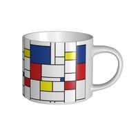 Tasses à café, tasse à lait d'avoine, tasse à thé, grande tasse en céramique, Mondrian, minimaliste, De Stijl, art moderne,Blanc,Taille unique