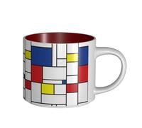 Tasses à café, tasse à lait d'avoine, tasse à thé, grande tasse en céramique, Mondrian, minimaliste, De Stijl, art moderne,Rouge,Taille unique