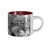 Tasses à café, tasse à lait d'avoine, tasse à thé, grande tasse en céramique, motif tigre blanc,Rouge,Taille unique