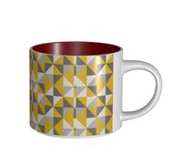 Tasses à café, tasse à lait d'avoine, tasse à thé, grande tasse en céramique, motif triangle rétro jaune et gris,Rouge,Taille unique