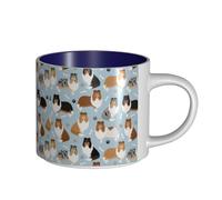 Tasses à café, tasse à lait d'avoine, tasse à thé, grande tasse en céramique, pattes et os de colley à poil long,Bleu marine,Taille unique