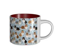 Tasses à café, tasse à lait d'avoine, tasse à thé, grande tasse en céramique, pattes et os de colley à poil long,Rouge,Taille unique