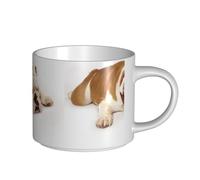 Tasses à café, tasse à lait d'avoine, tasse à thé, grande tasse en céramique, photographie de bouledogue anglais triste et fatigué avec de la crème brune,Blanc,Taille unique