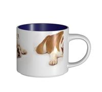 Tasses à café, tasse à lait d'avoine, tasse à thé, grande tasse en céramique, photographie de bouledogue anglais triste et fatigué avec de la crème brune,Bleu marine,Taille unique