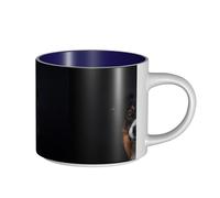 Tasses à café, tasse à lait d'avoine, tasse à thé, grande tasse en céramique, portrait de Border Collie imprimé,Bleu marine,Taille unique